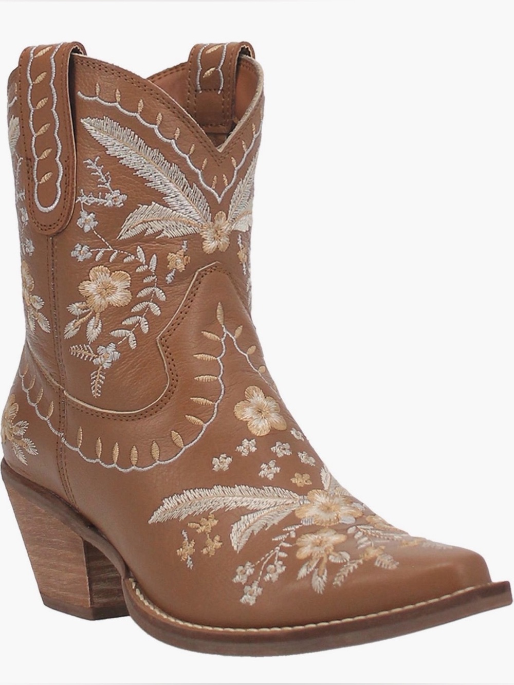 Dingo Primrose Brown Leather Floral Flower Embroidered Western Cowboy Boots 7.5